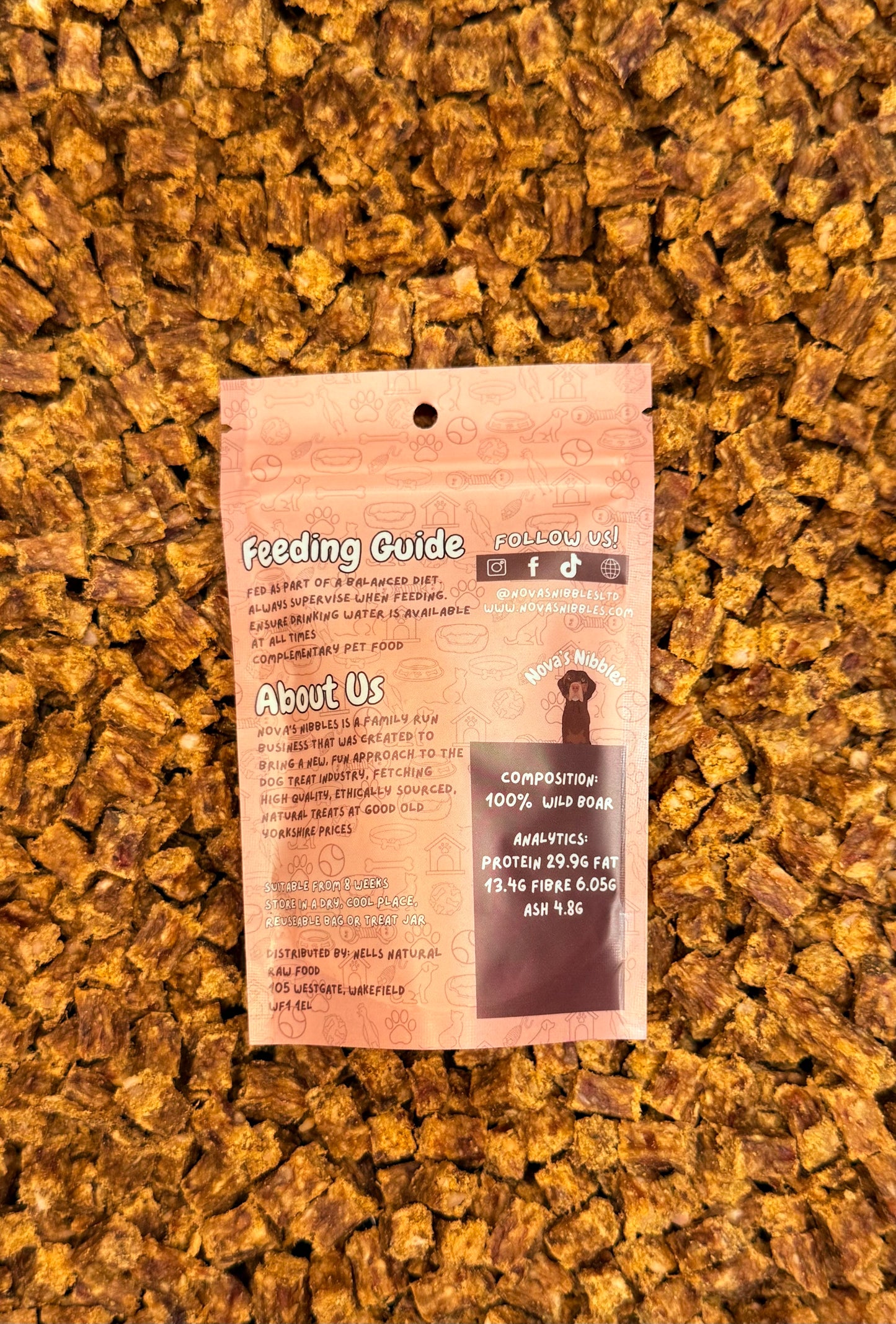 Nova's Nibbles Wild Boar Training Treats Back